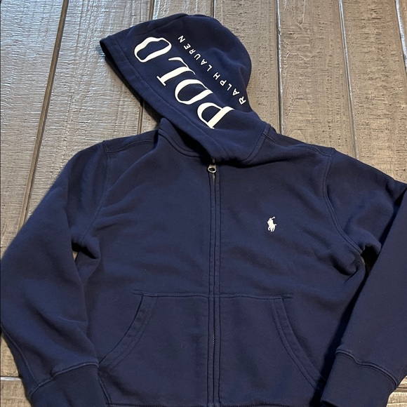 Polo by Ralph Lauren Kids Blue Zip-Up Hoodie POLO on hood Boys Size S (8) - Picture 1 of 7
